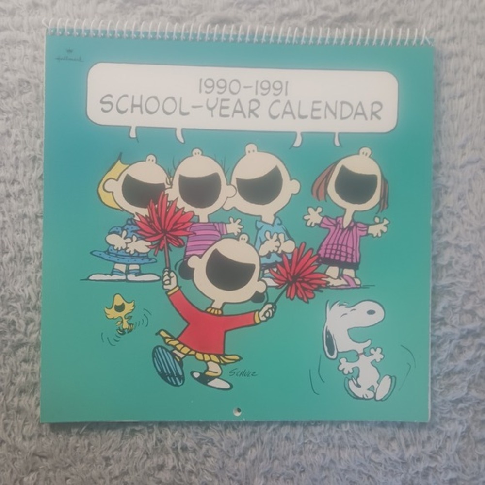 Hallmark Peanuts 1990-1991 School Year Calendar Vintage Charlie Brown Snoopy 90s